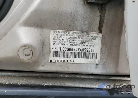 1999 Honda Accord Ex from USA, damaged, VIN 1HGCG6672XA059315